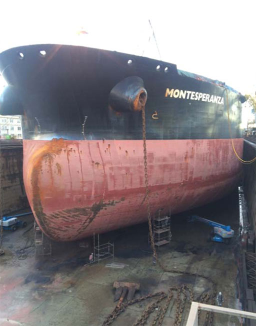 Pyplok fitting in steam heating coils for Repair of Oil Tanker Montesperanza, Navantia Repair Yard, Spain.