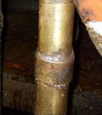 Tube and Leaking Fitting Exposed - Pyplok Fitting for Heating Coils Step 3